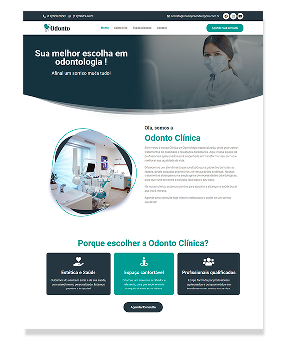 site one page odontologia