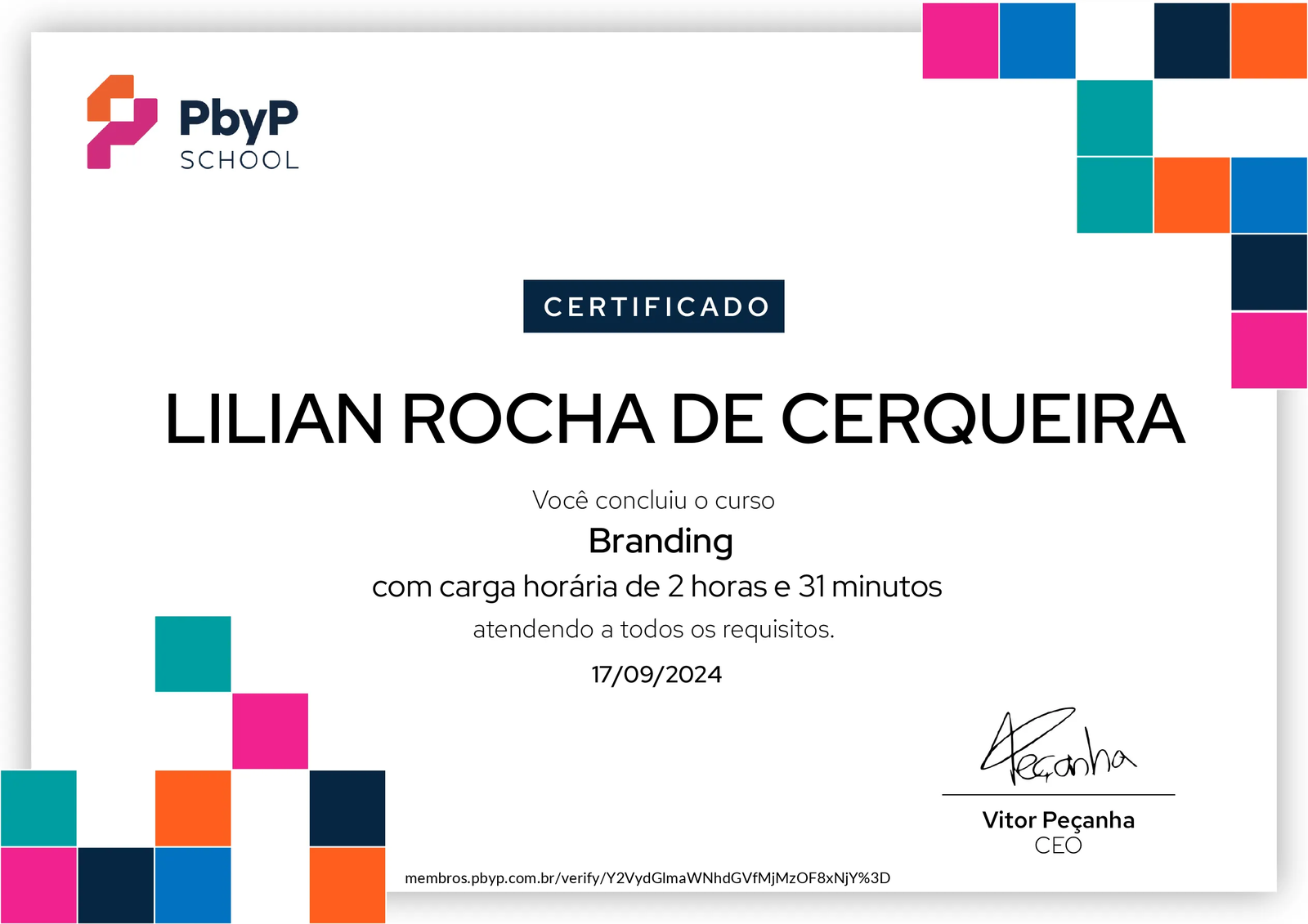 Certificado Branding